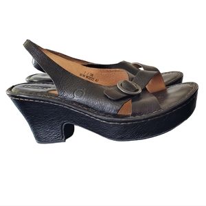 NEW Born Slingback Platform Clog Wedge Sandals Leather Size US 7 EU 38